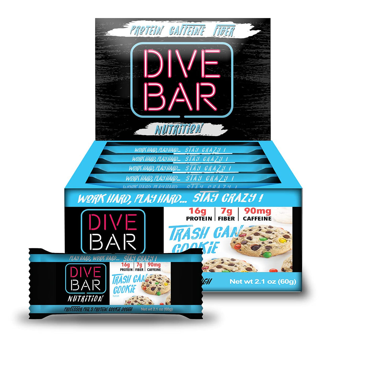Dive Bar Nutrition barra con empaque Galleta Cubo de Basura para viaje y conveniencia
