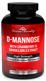 Divine Bounty D-Mannose: cápsulas 600 mg en botella para apoyo diario del tracto urinario.