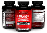 Divine Bounty etiqueta: información clara sobre D-Mannosa 600 mg y arándano.