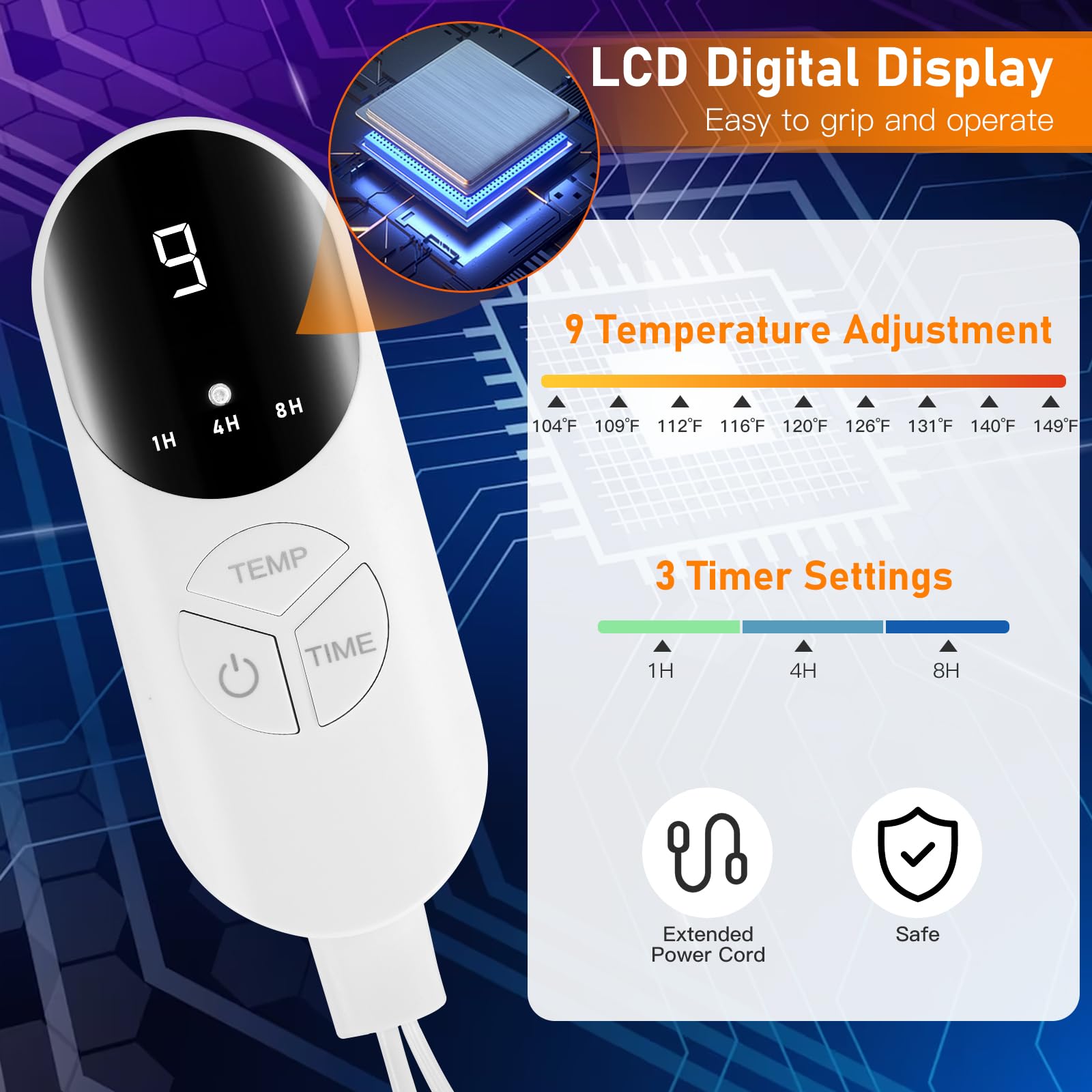 Diweez pies con temporizador de 3 modos para apagado automático seguro.