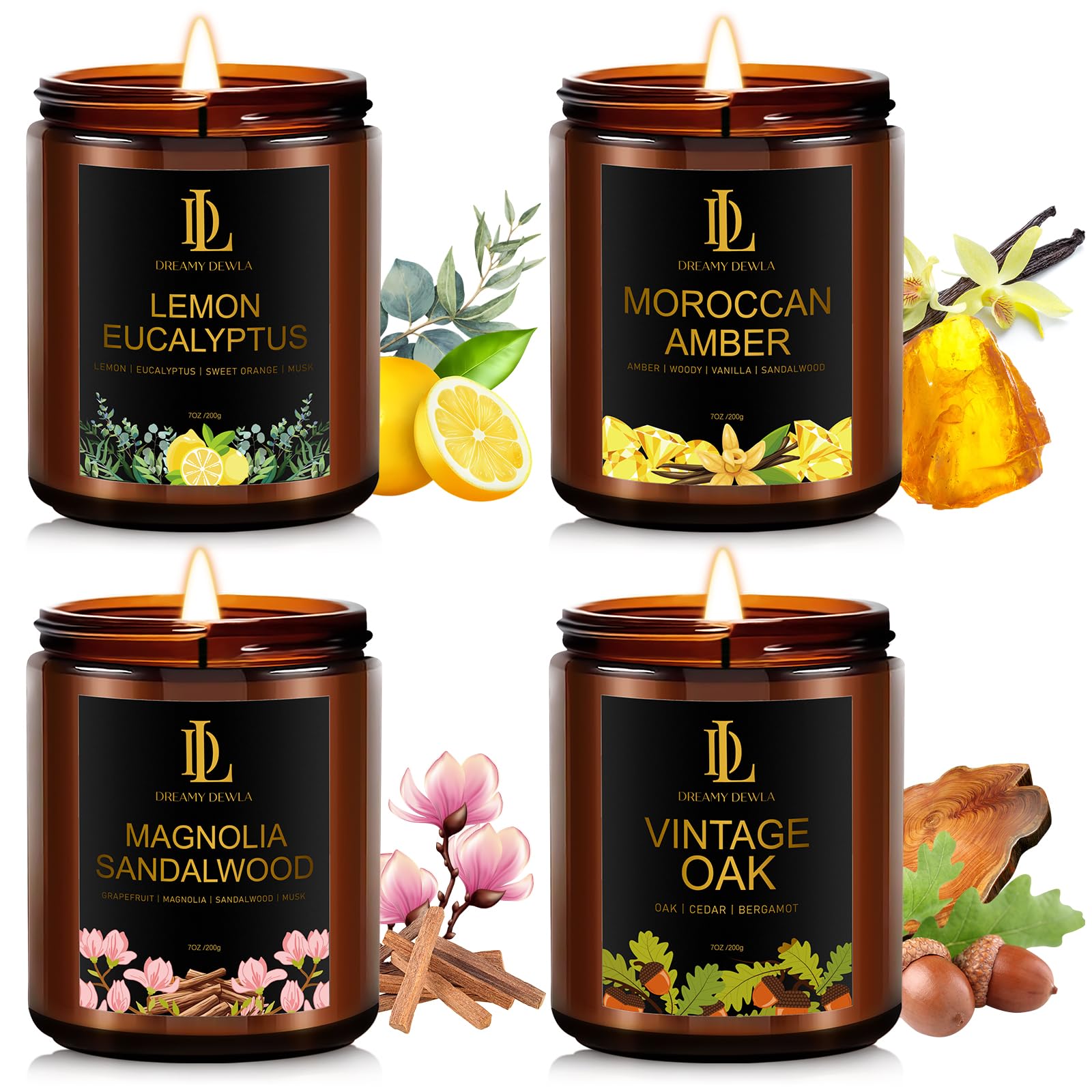 DL DREAMY DEWLA: conjunto de 4 velas de soja para ambientar hogares.