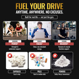 Con vitamina B12 para energía diaria durante entrenamientos.