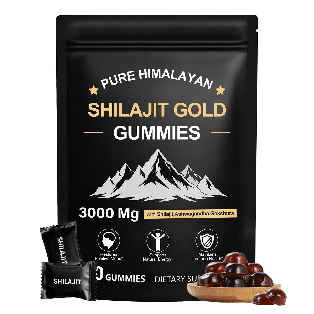 Dmtdnid gomitas Shilajit del Himalaya en empaque, ideal para viajar y mantener energía