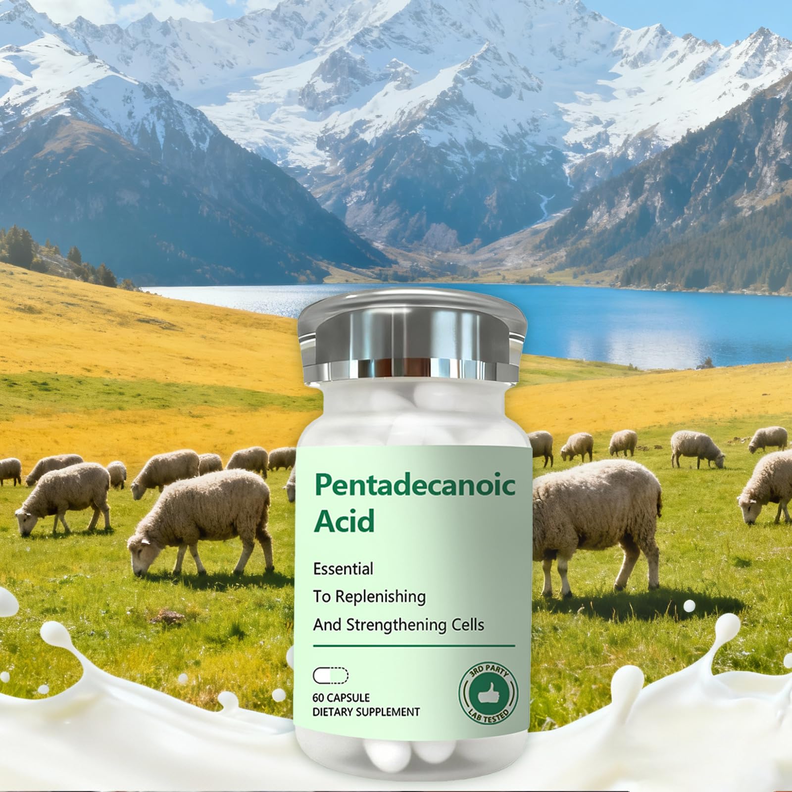 DNOUHN ácido pentadecanoico pote: envase estable para conservar la pureza.