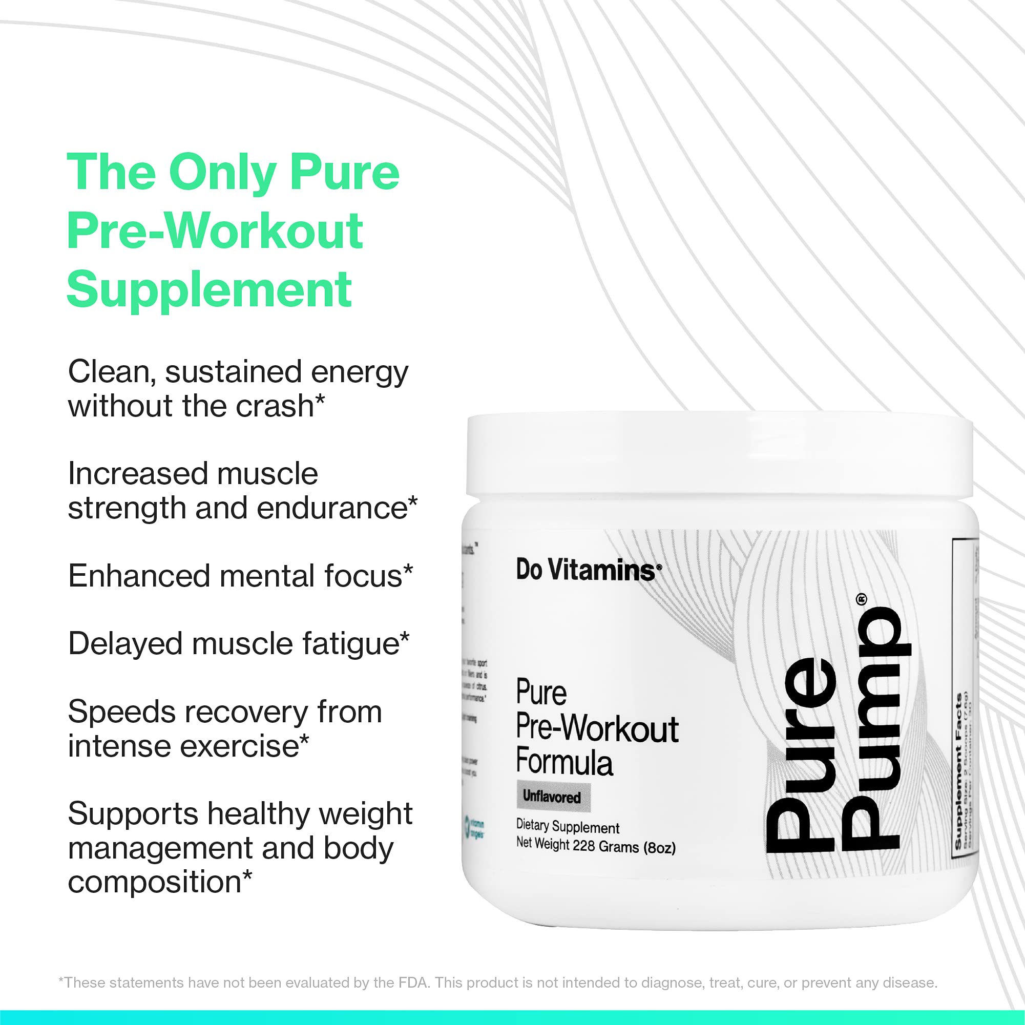 PurePump polvo disuelto se mezcla fácilmente para energía sostenida.