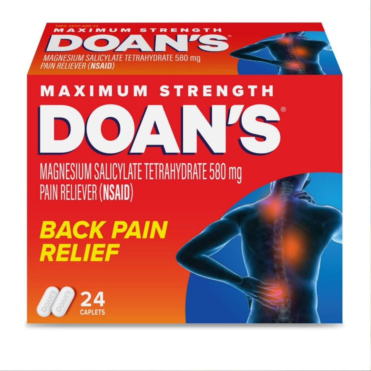 Doans Extra Strength tabletas en empaque exterior seguro para uso ocasional