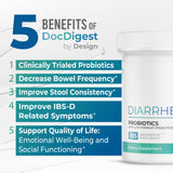 DocDigest IBS Probiotico cápsulas primer plano para equilibrio intestinal.