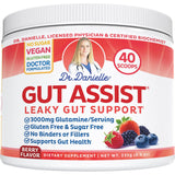 Botella de Doctor Danielle Leaky Gut Support, sabor frambuesa, apoyo digestivo diario.
