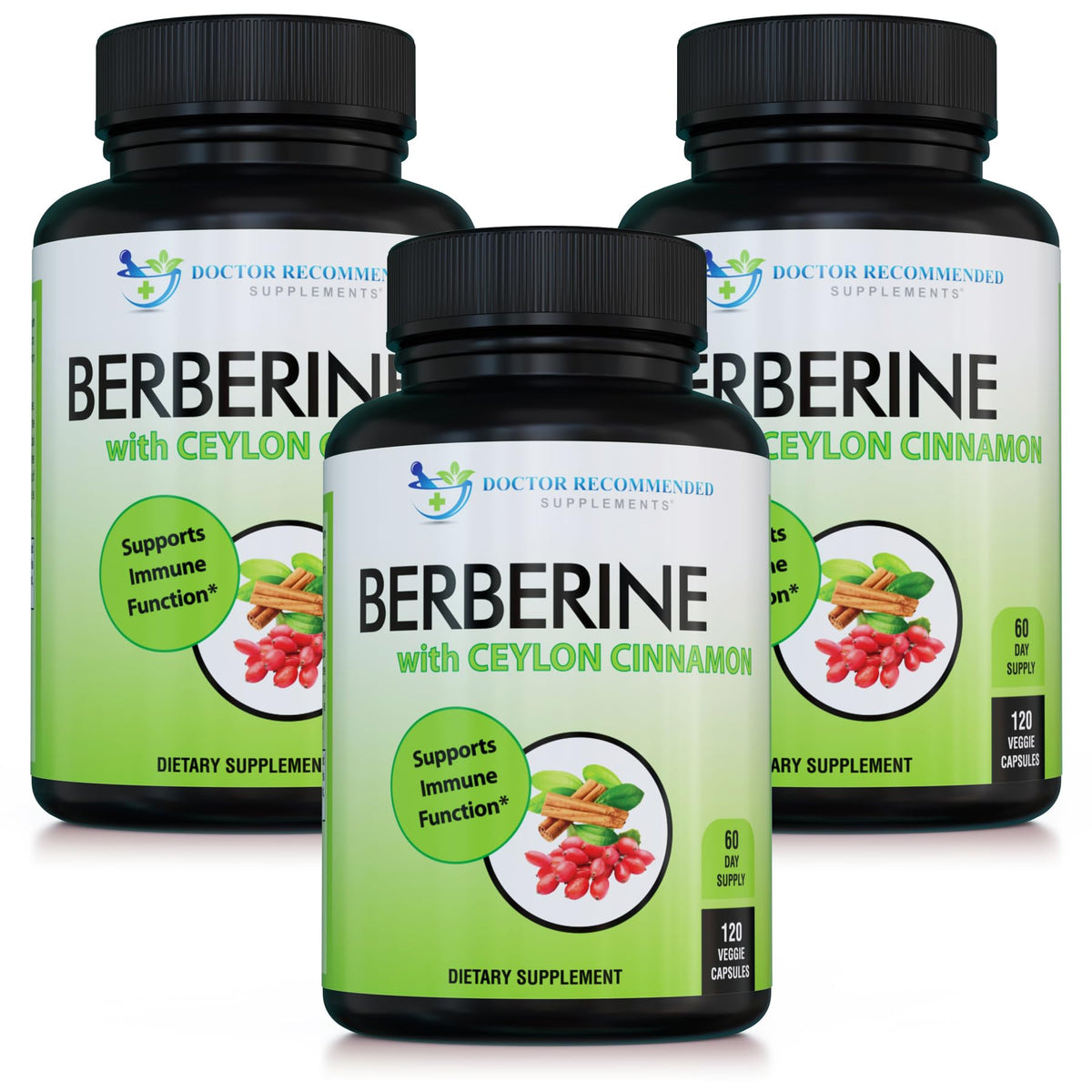 DOCTOR RECOMMENDED SUPPLEMENTS berberina con canela de Ceilán, botella destacada para uso diario