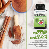 DOCTOR RECOMMENDED SUPPLEMENTS Etiqueta del producto con berberina y canela.