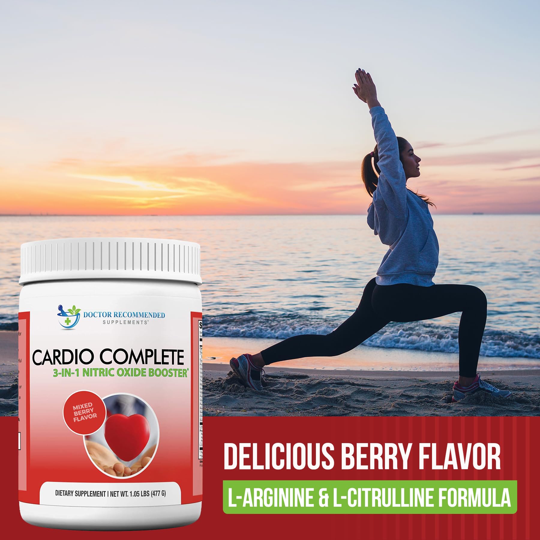 Cardio Complete con sabor frambuesa para una experiencia de consumo agradable.