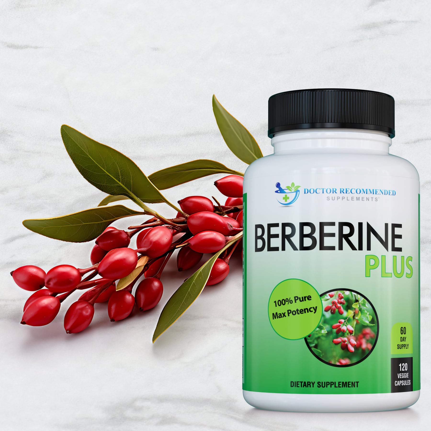 DOCTOR RECOMMENDED SUPPLEMENTS Berberina, etiqueta frontal clara