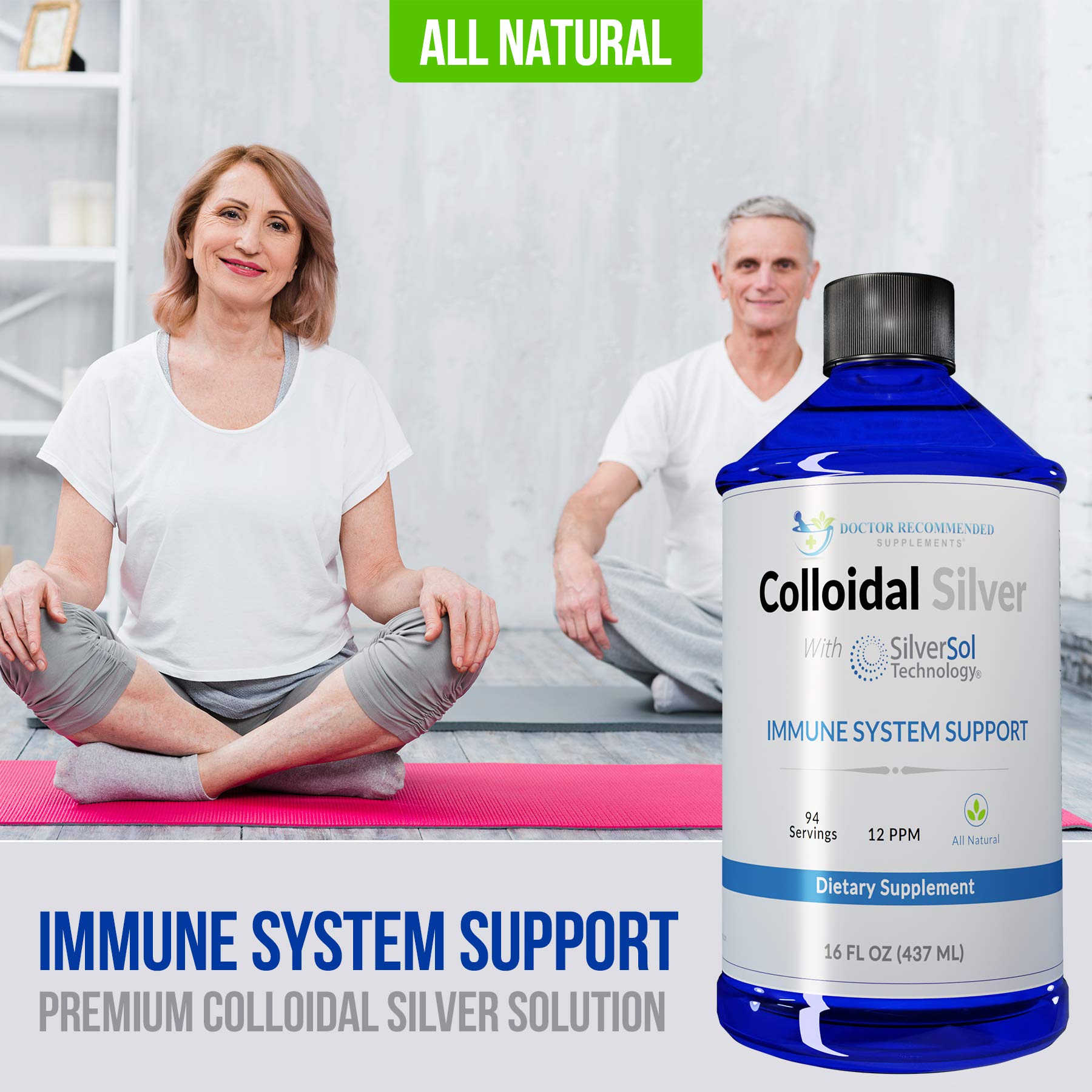 DOCTOR RECOMMENDED SUPPLEMENTS plata coloidal aplicación en piel para alivio suave.