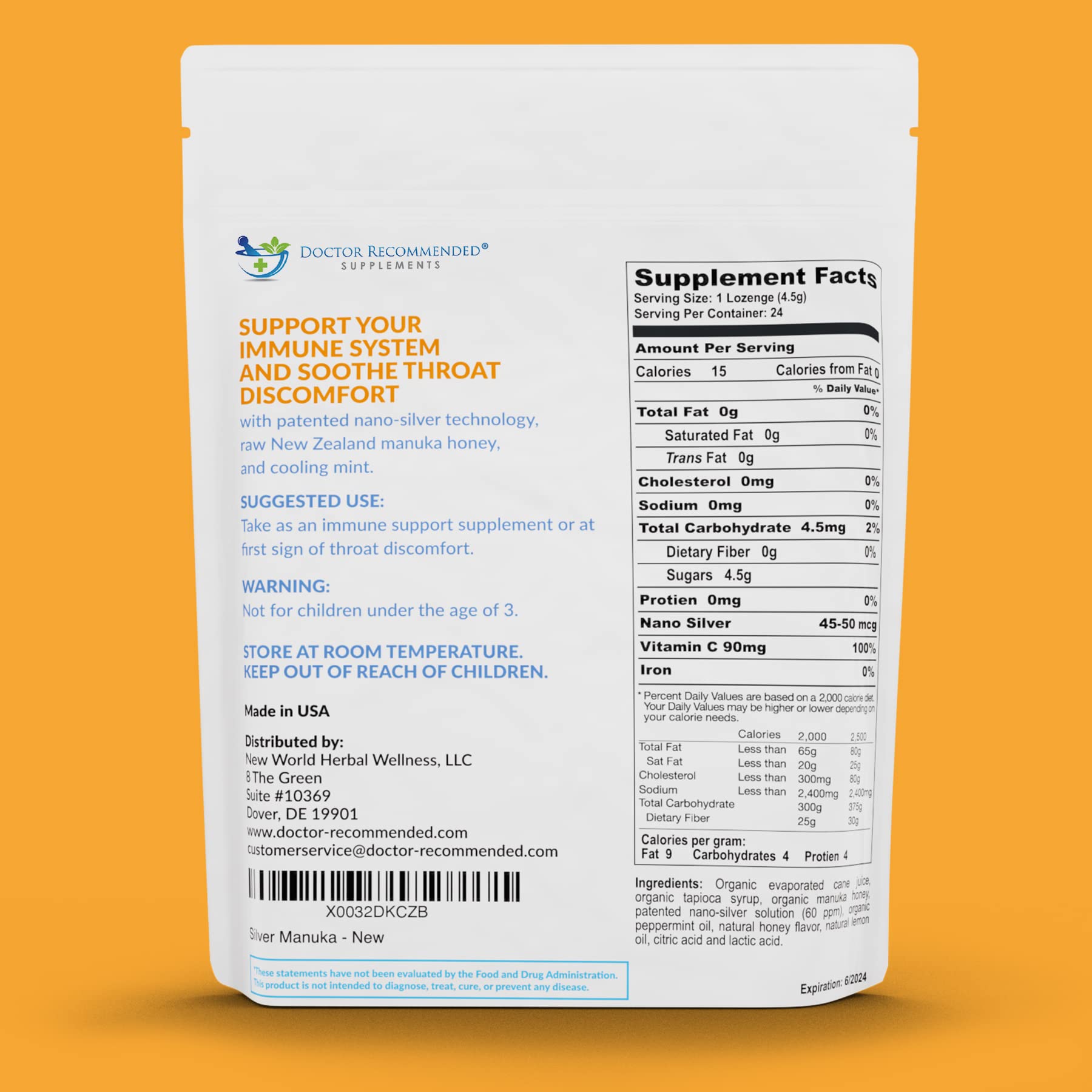 Pastillas envueltas individualmente de DOCTOR RECOMMENDED SUPPLEMENTS para llevar