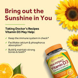 Doctor's Recipes Vitamina D3, etiqueta frontal, diseño claro de ingredientes.
