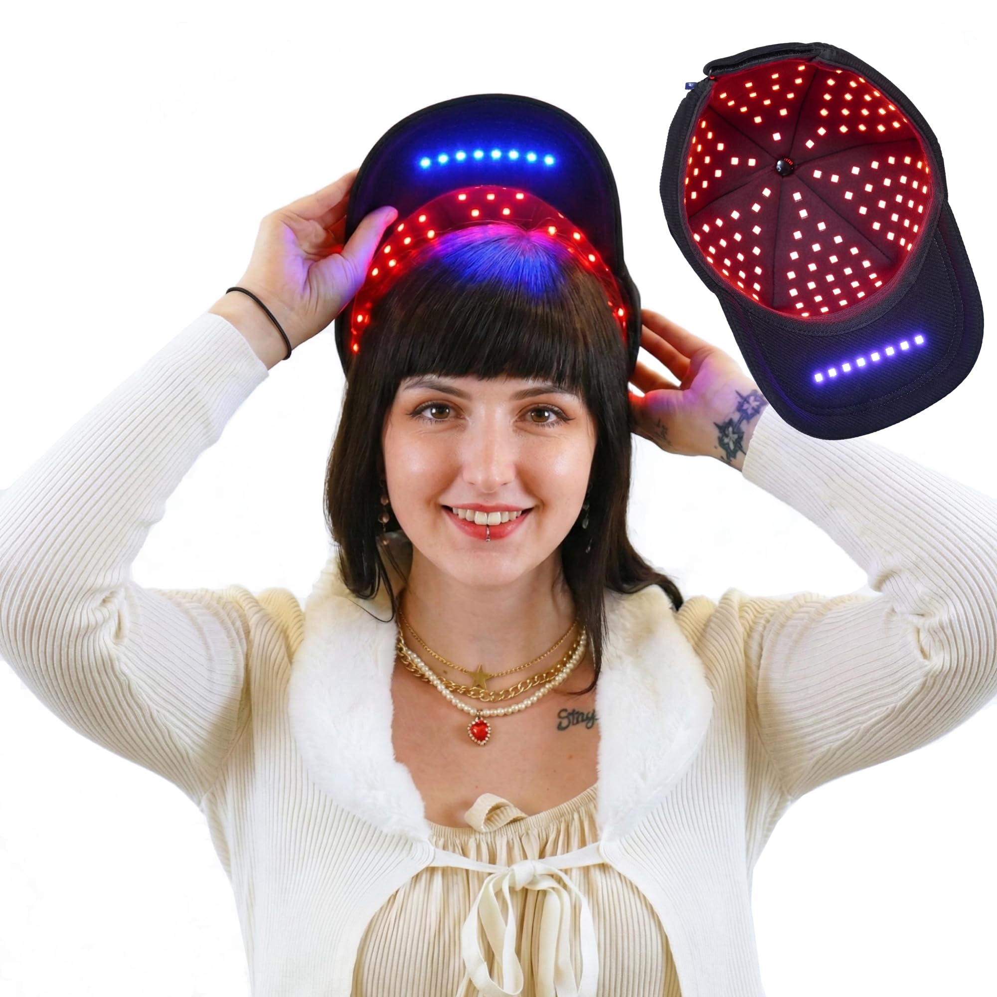 Cap DualGlow Doctor Trigger con luz roja para cuidado del cuero cabelludo y bienestar.