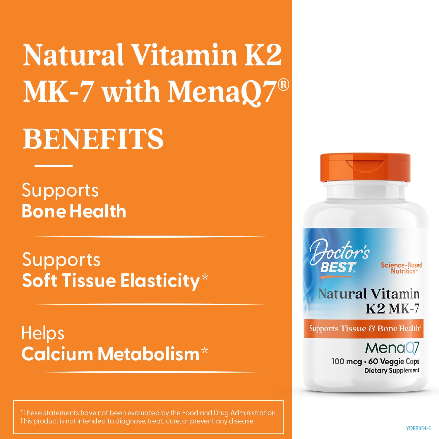 Doctor's Best K2 MK-7, cápsulas para absorción óptima