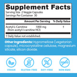 Tabla de ingredientes de Doctor's Best acetil-L-carnitina con opciones libres de gluten