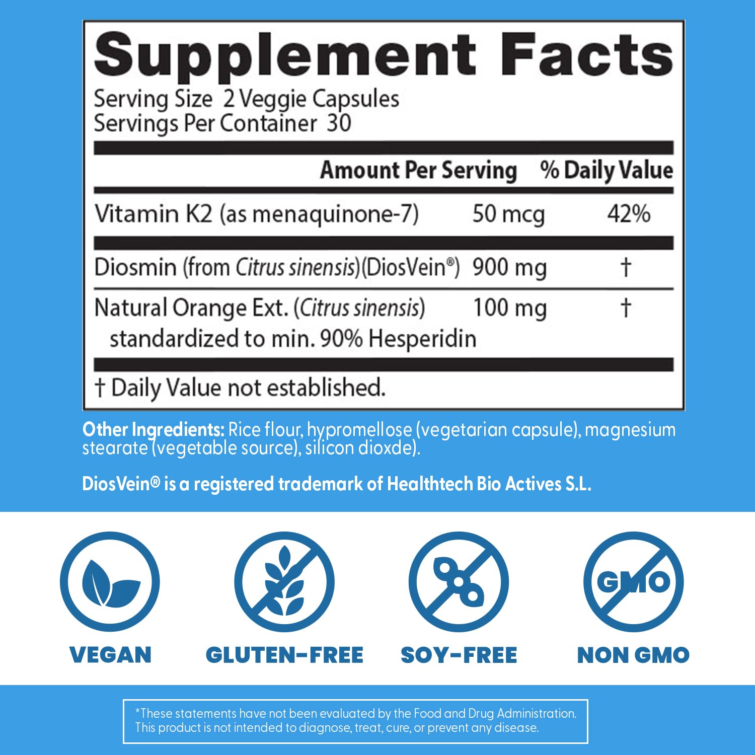 Vitamina K2 en Doctor's Best Vein Support para salud vascular.