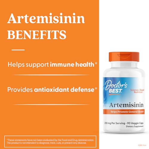 Etiqueta de Doctor's Best Artemisinina mostrando dosis e ingredientes clave.