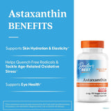 Doctor's BEST Astaxanthin: etiqueta visible que resalta origen natural de Haematococcus pluvialis.