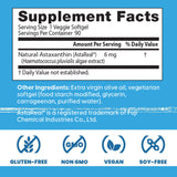 Doctor's BEST Astaxanthin: caja informativa resalta fórmula vegana y sin gluten.