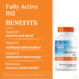 Empaque de caja de Doctor's Best B12 1500 mcg con información clara