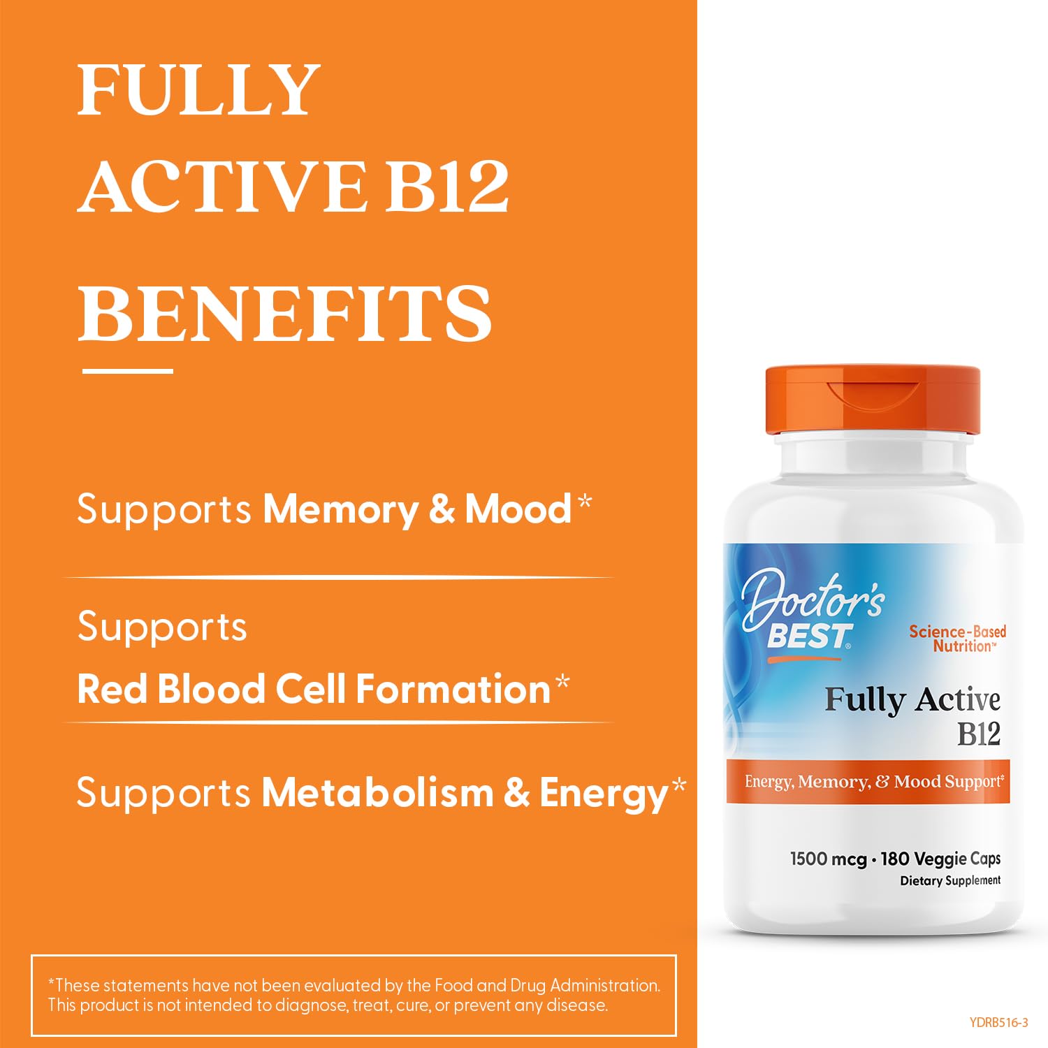 Doctor's Best B12 methylcobalamin, cápsulas veganas adecuadas para veganismo