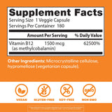 Doctor's Best B12 methylcobalamin, dosis de 1500 mcg por cápsula