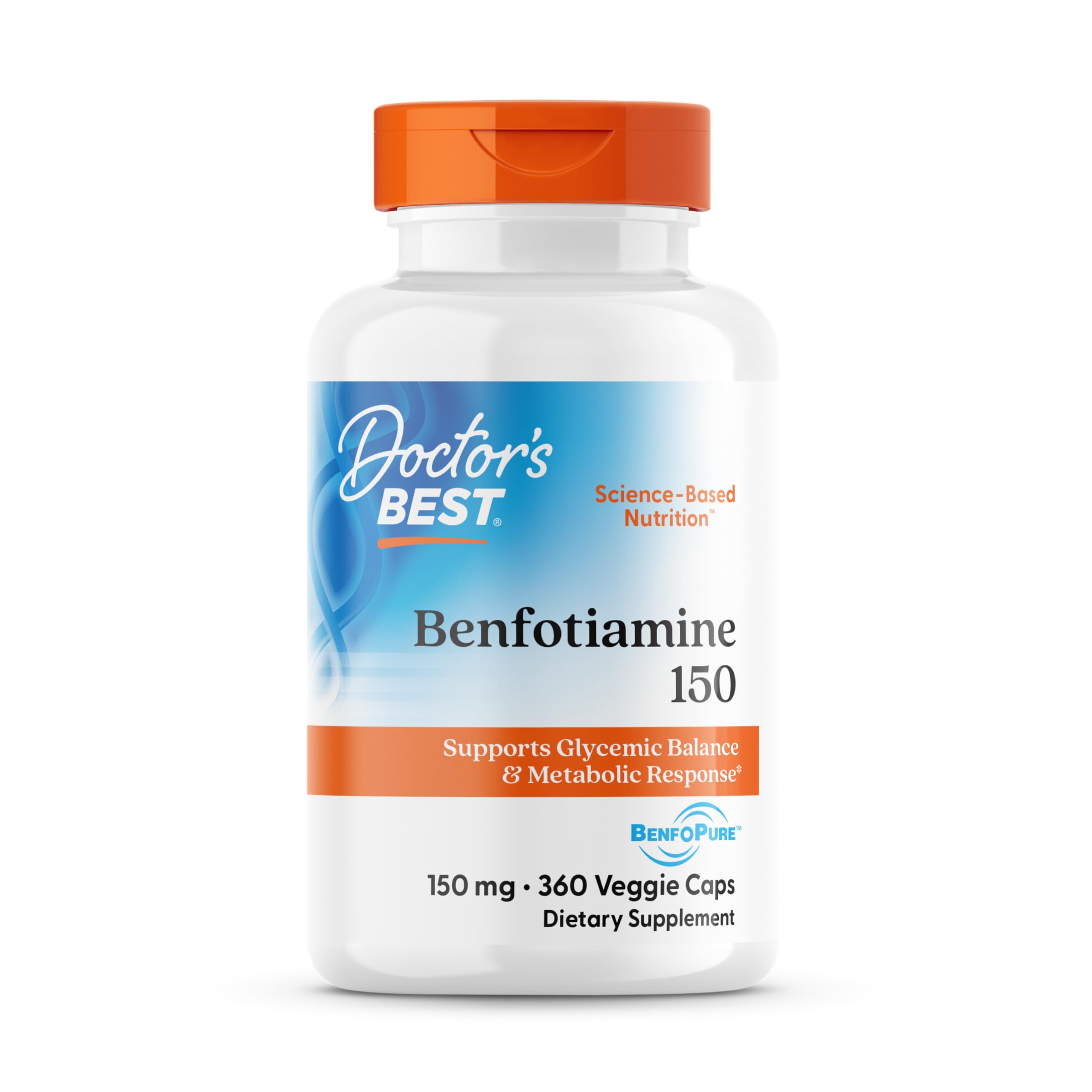 Doctor's Best Benfotiamine 150: botella de cápsulas para uso diario.