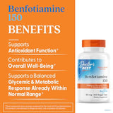 Etiqueta frontal de Doctor's Best Benfotiamine 150, resaltando calidad y pureza.
