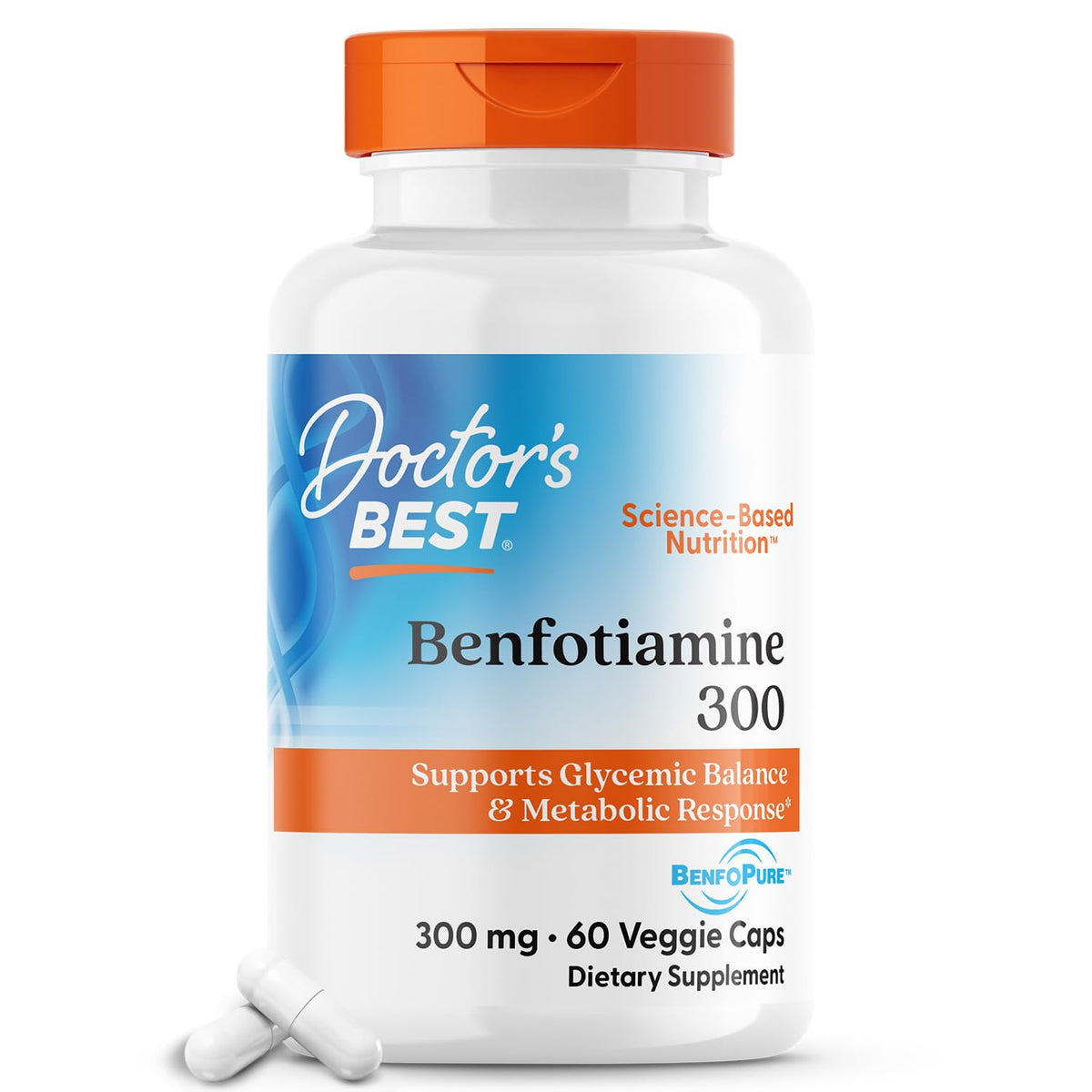 Doctor’s Best Benfotiamine 300 en botella, apoyo al metabolismo de la glucosa