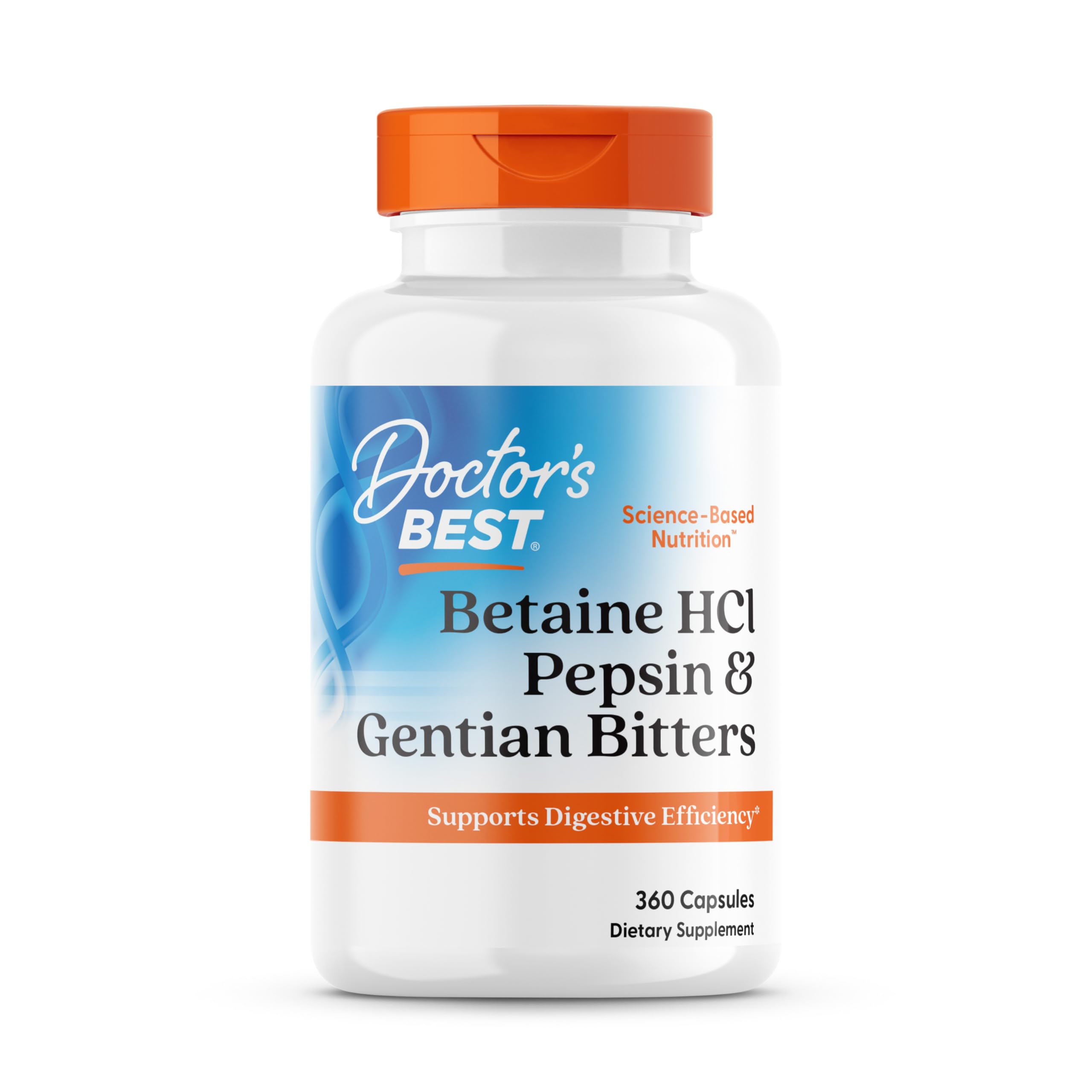 Doctor's Best Betaína HCl Pepsina Gentiana cápsula para apoyar la digestión de proteínas.