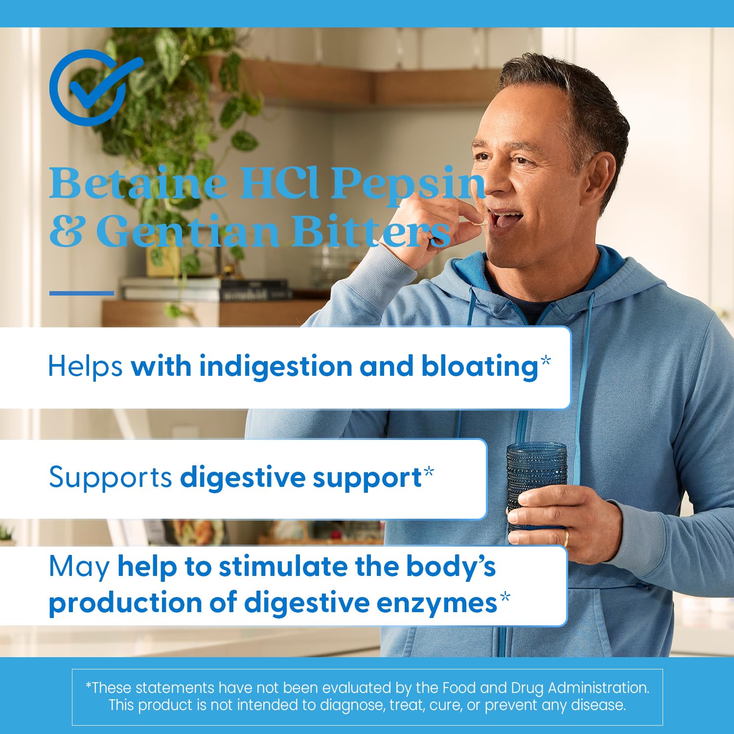 Doctor's Best Betaine HCl Pepsina Gentiana: caja con información de producto