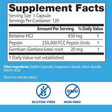 Doctor's Best Betaine HCl Pepsina Gentiana: cápsulas fáciles de tragar para proteína
