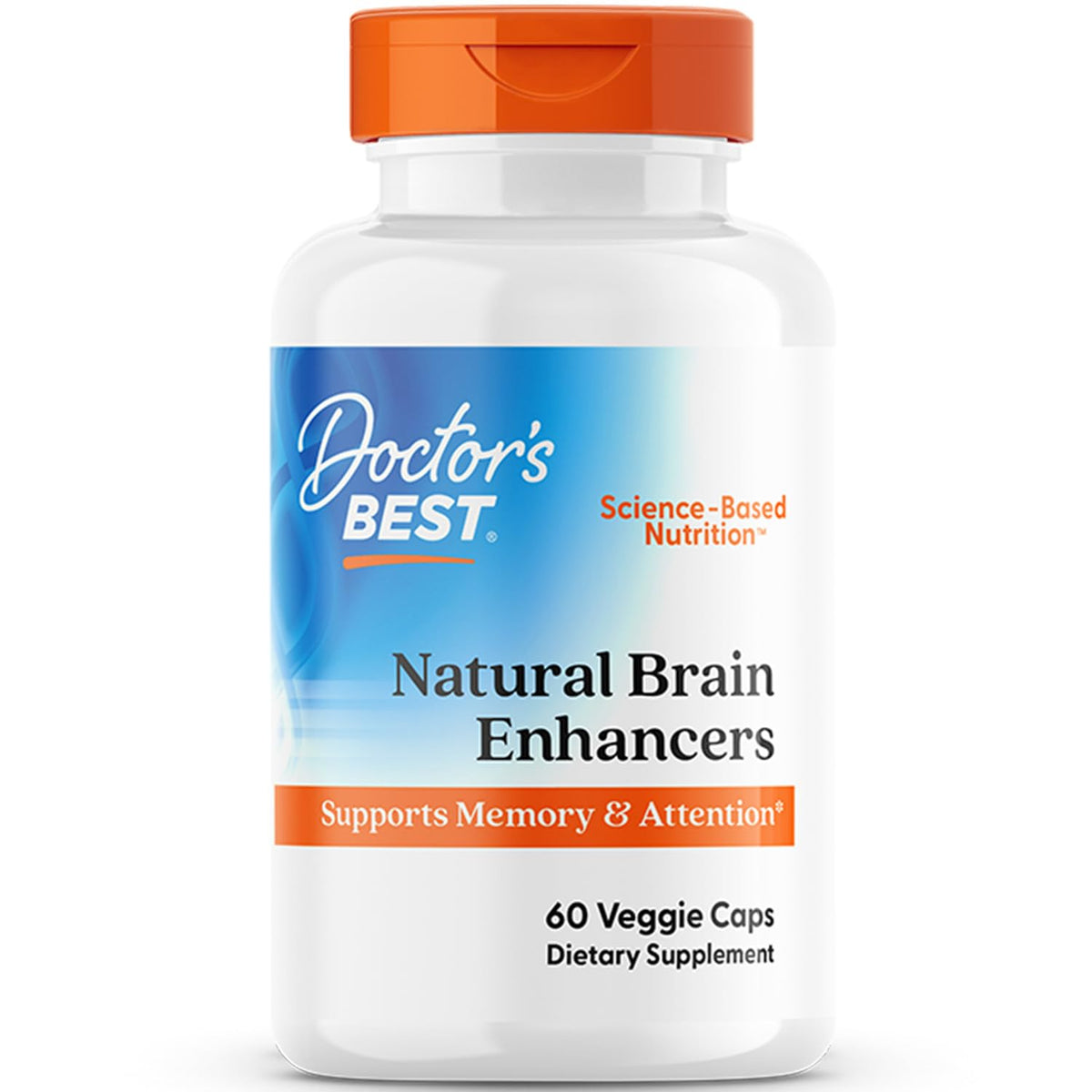 Botella de Doctor's Best con cápsulas para apoyo cognitivo, memoria y atención.