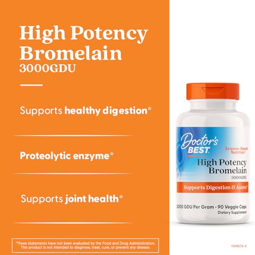 Doctor's Best Bromelina etiqueta detallada destaca ingredientes y potencia proteolítica.