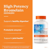 Doctor's Best Bromelina etiqueta detallada destaca ingredientes y potencia proteolítica.