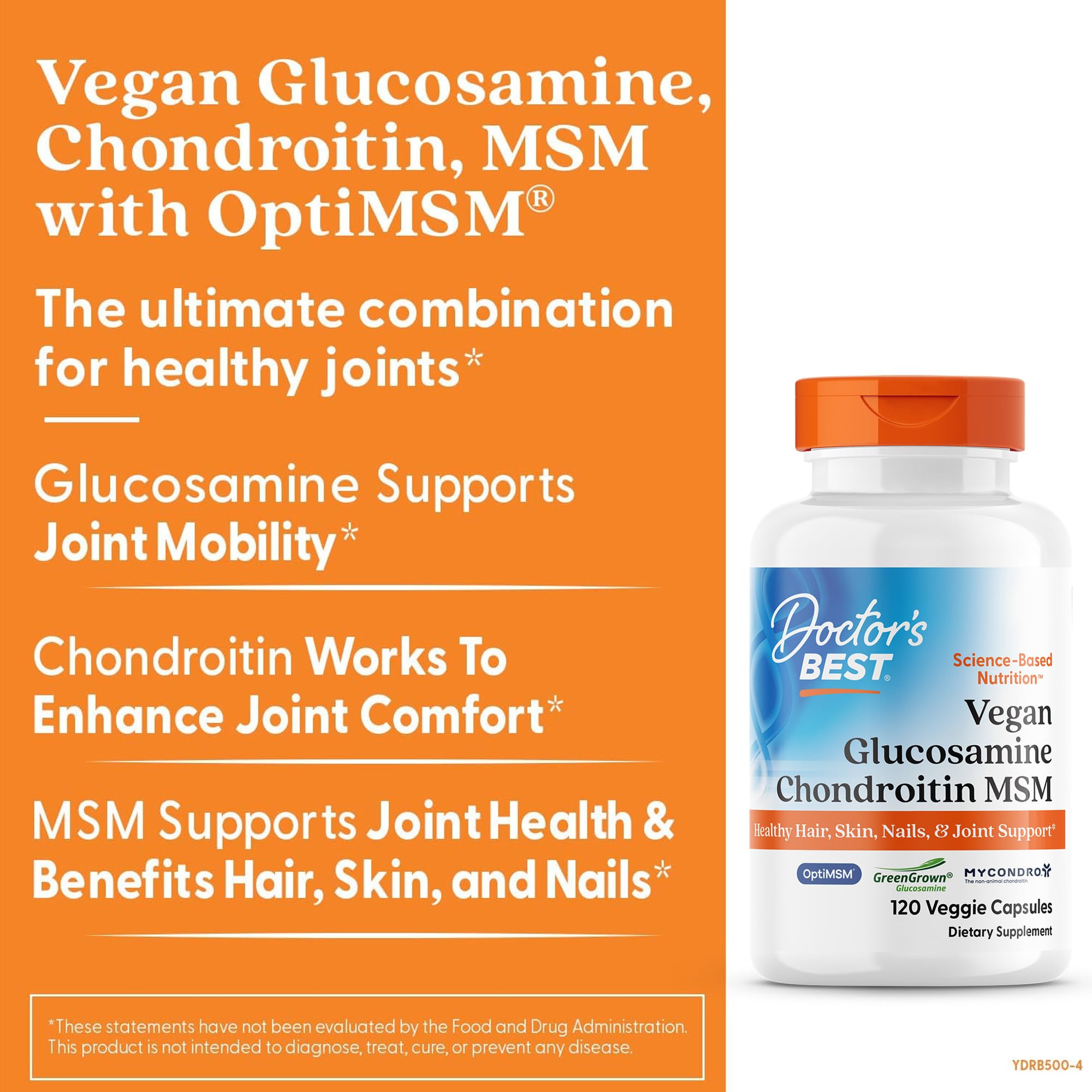 Doctor's Best cápsulas veganas glucosamina condroitina MSM, facilidad de dosificación diaria