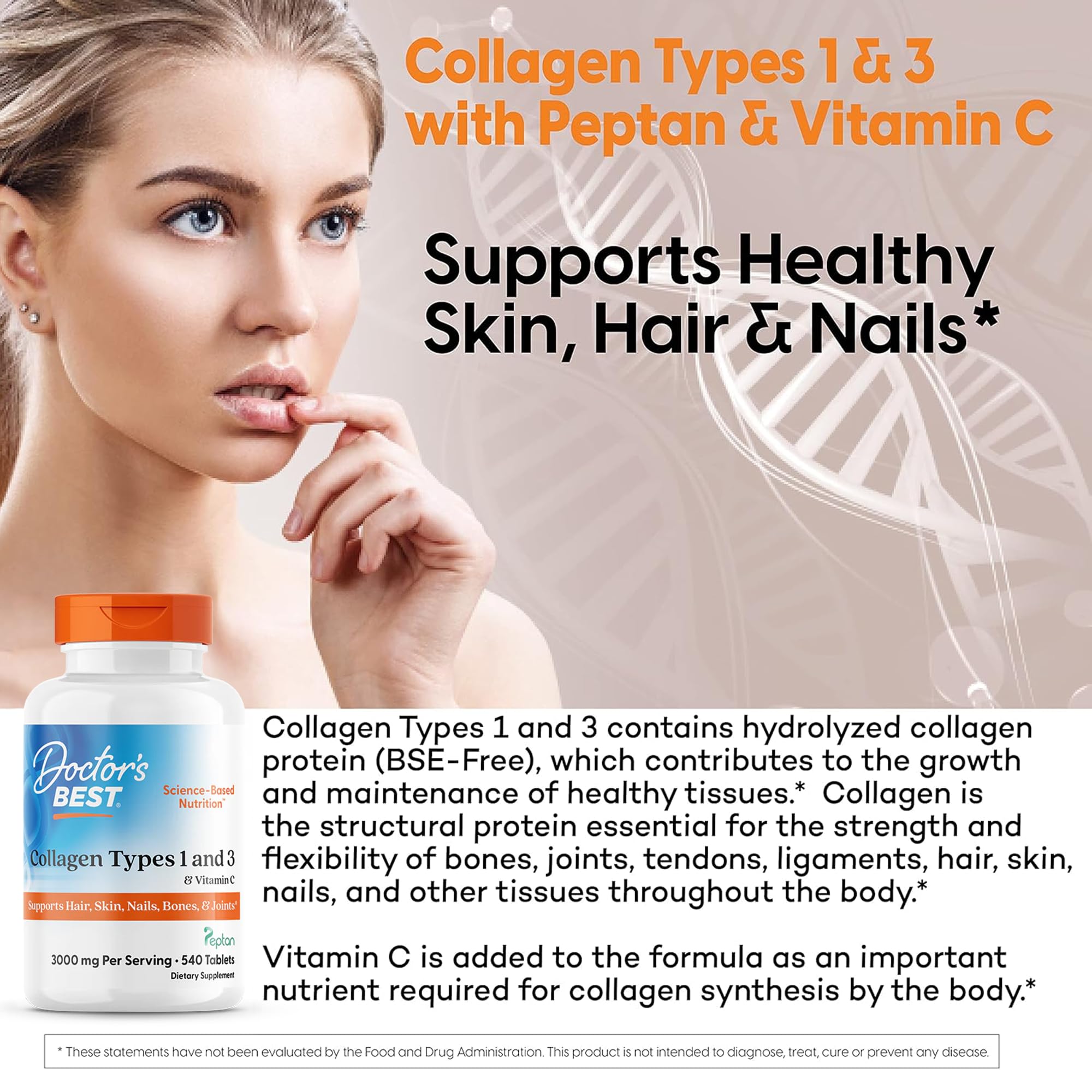 Doctor's BEST colágeno para huesos fuertes y estructurales