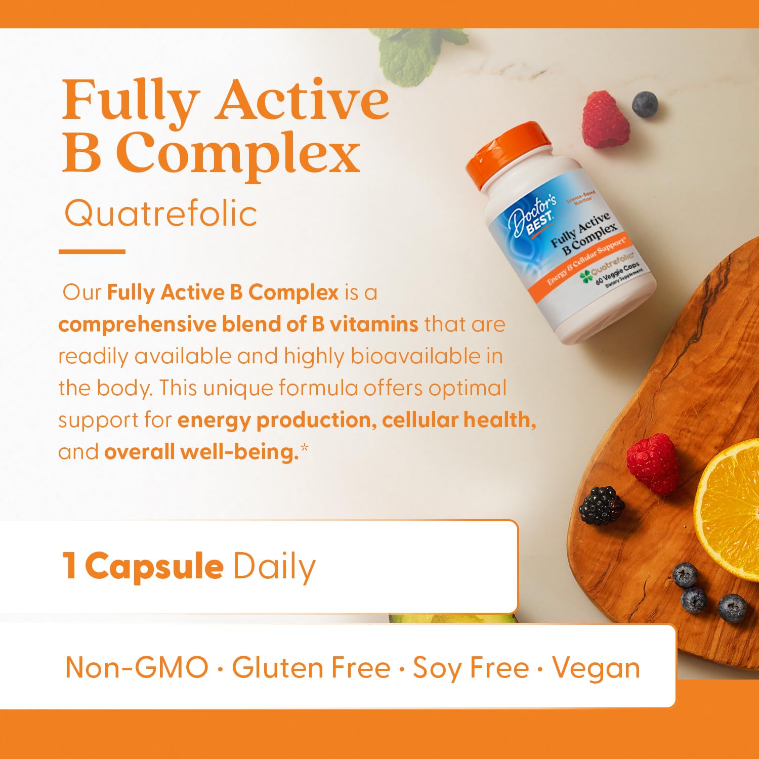Fórmula vegana de Doctor's Best, libre de OGM y gluten
