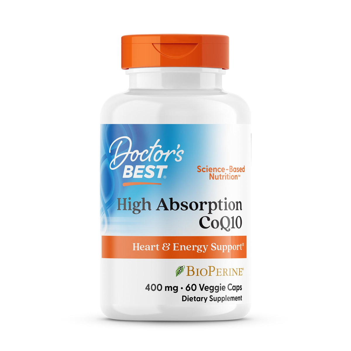 Doctor's BEST CoQ10 de alta absorción en cápsulas para energía diaria.