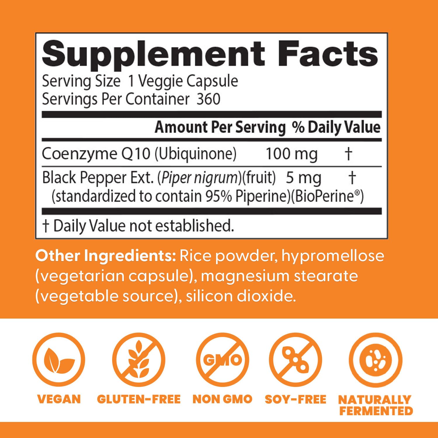 Ingredientes clave de Doctor's Best CoQ10 con BioPerine para mejor absorcion.