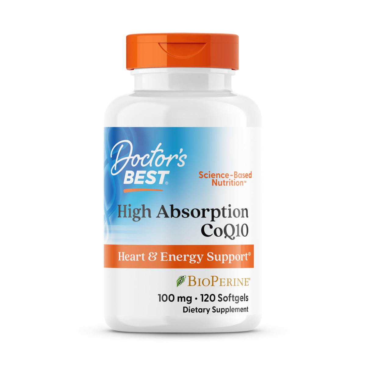 Doctor's Best CoQ10 con BioPerine para alta absorción y energía celular.