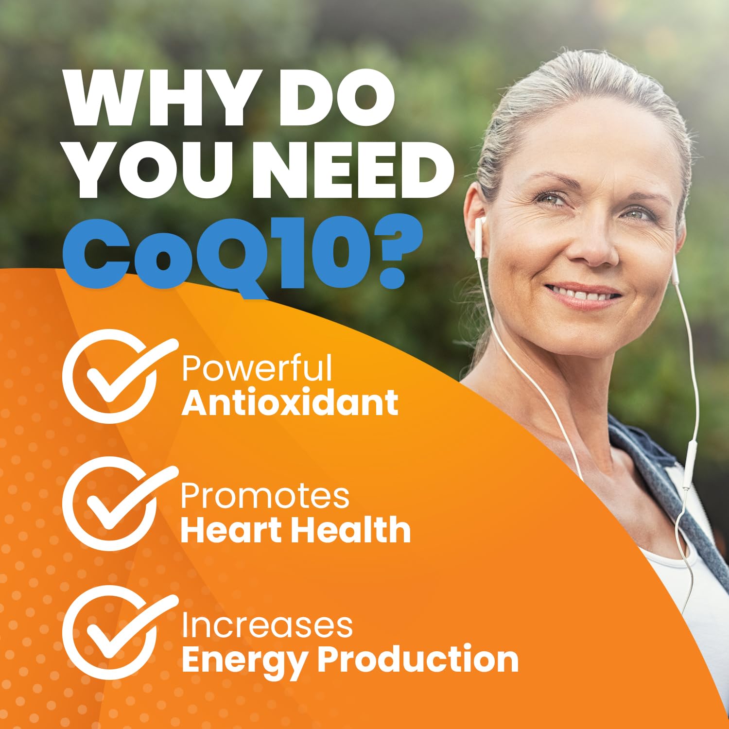 Doctor's Best CoQ10 con BioPerine, cápsulas en mano para consumo diario.
