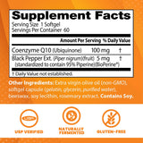Doctor's Best CoQ10 con BioPerine, etiqueta primer-plano para ver ingredientes clave.
