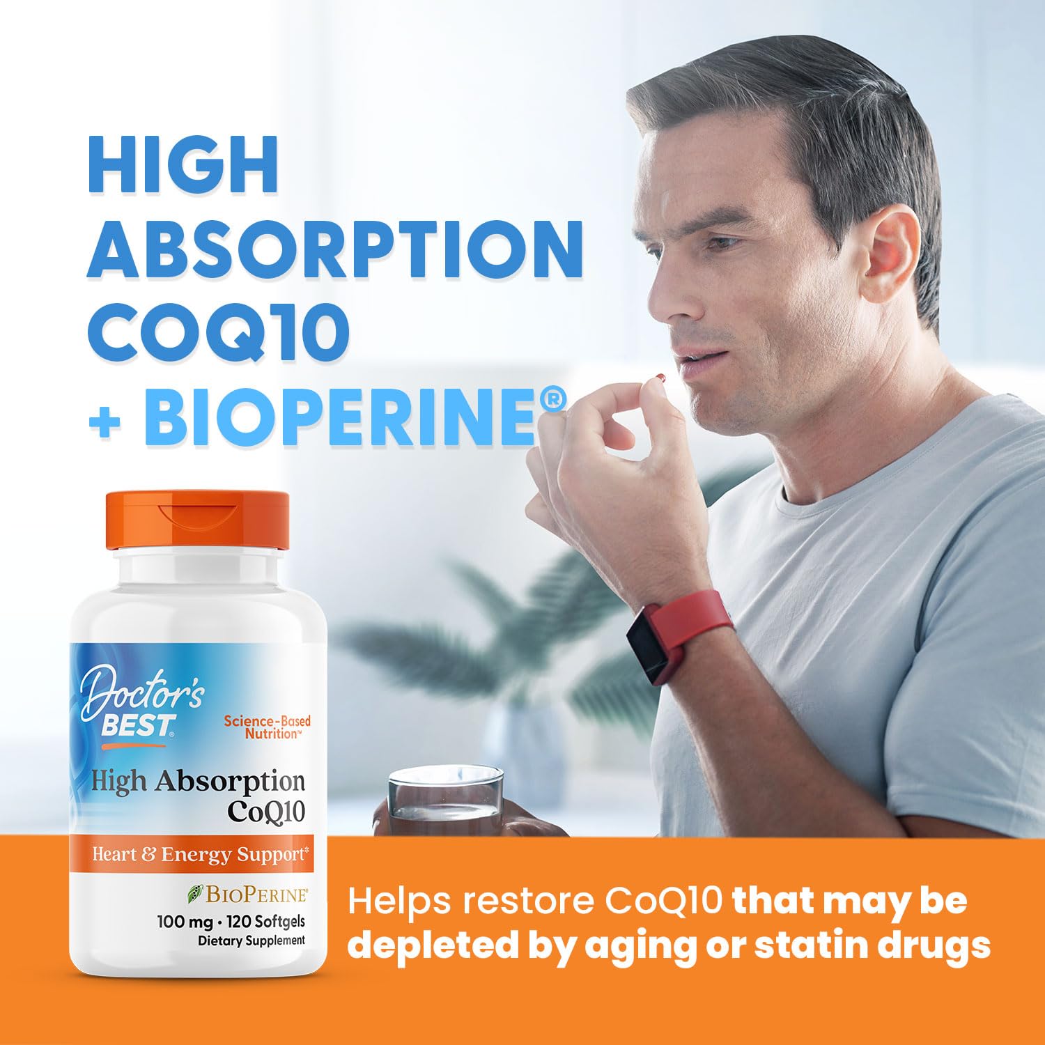 Doctor's Best CoQ10 cápsulas fáciles de tragar para rutinas diarias.