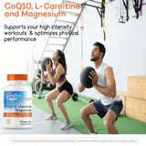 Doctor's Best CoQ10 L-Carnitina Magnesio etiqueta frontal muestra ingredientes clave.