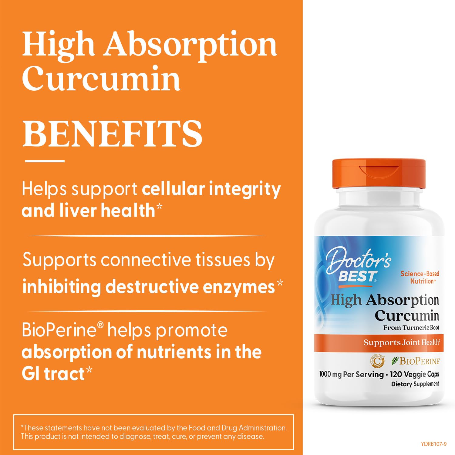 Capsulas veganas Doctor's Best curcuma, detalle de etiqueta, opción sin gluten
