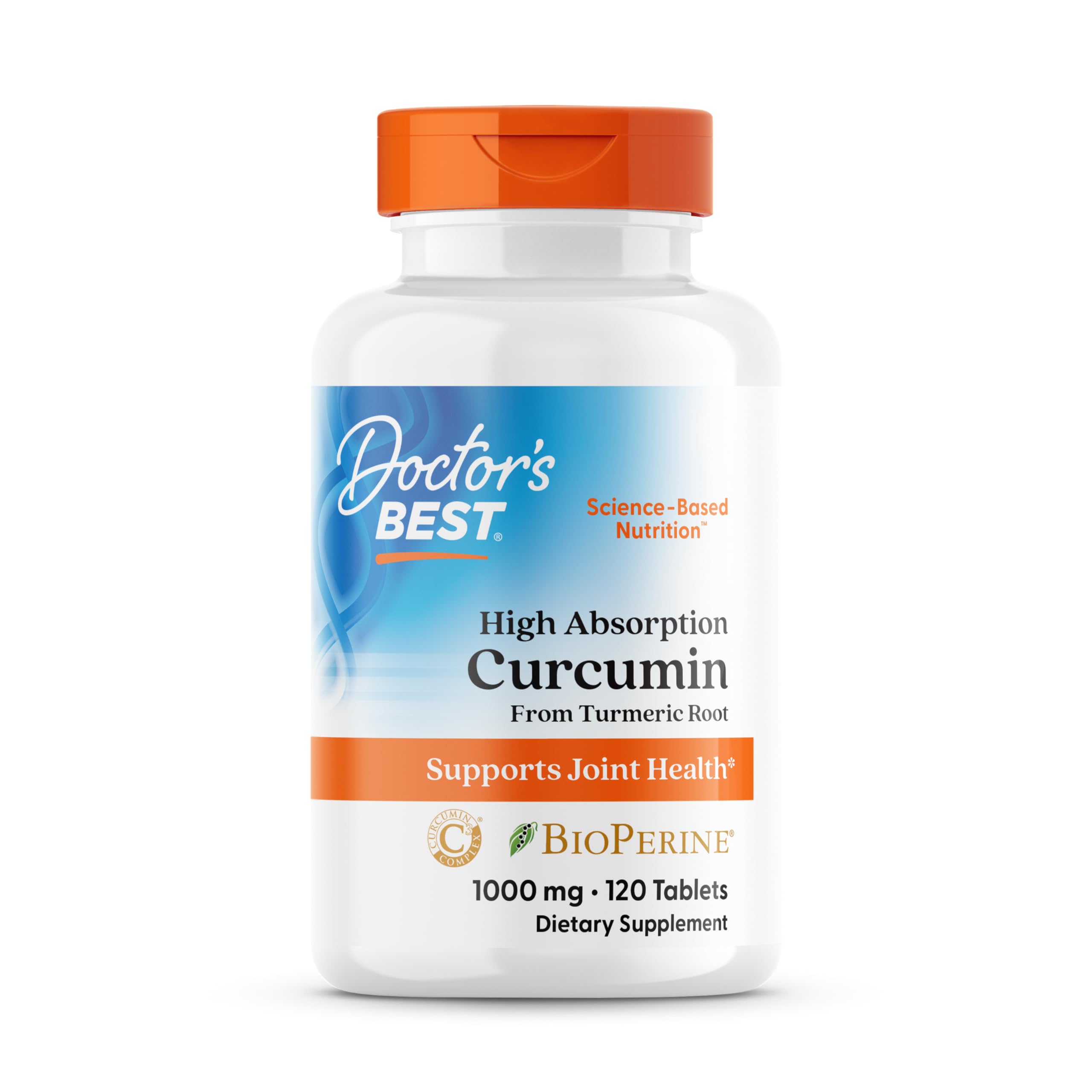Doctor's Best Curcumin C3 Complex tabletas, apoyo suave a las articulaciones y bienestar diario.